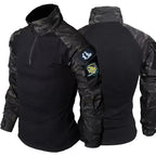 Men's Outdoor Tactical Shirts Long Sleeve Outfit Combat Shirt 1/4 Zipper Ripstop Tops Workwear pullover Camo Airsoft T-Shirts