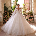 Vintage Wedding Dresses Off Shoulder Lace Appliques Long Sleeves Sequins Bride Dress Bridal Gowns  Vestido De Novia
