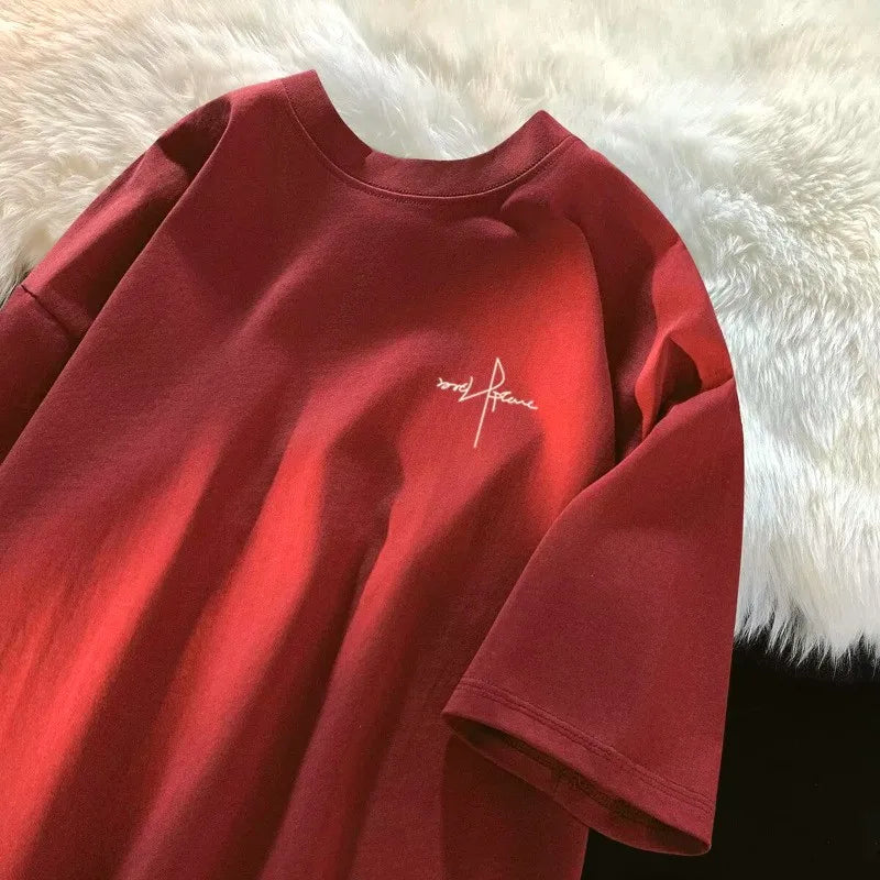 Japanese Minimalist Letter Print M-8XL Large Size Men's Casual Breathable T-shirt Summer Short Sleeved Shirt Secondary image