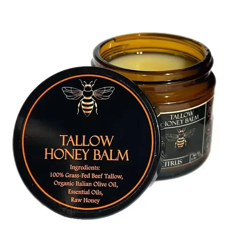 Organic Grass Fed Beef Tallow Balm With Raw Honey Moisturizing Cream For Soft Smooth Skin Handmade All-Natural Moisturizer Skin Main image