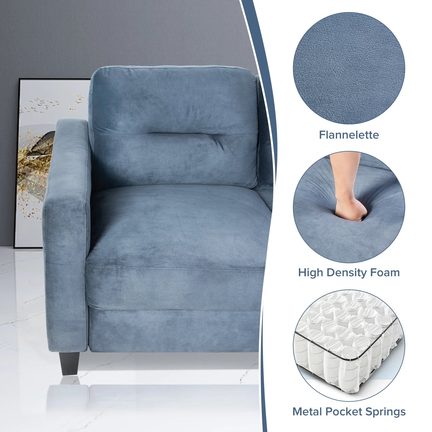 Comfortable Sectional Sofas for Living Room, Small Spaces - Chenille Fabric, Sturdy Frame, Modern Design Secondary image