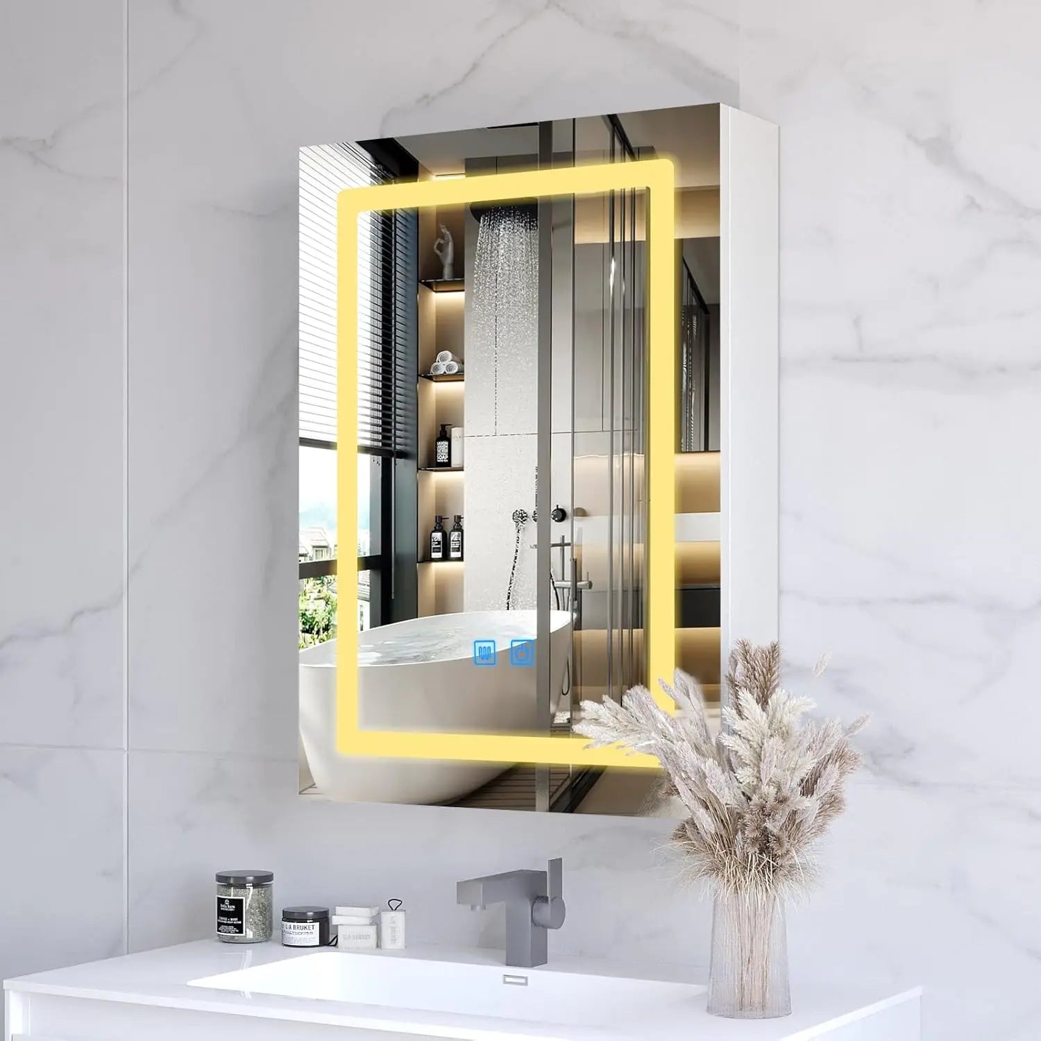 Medicine Cabinets for Bathroom,Medicine Cabinet Mirror,Lighted Medicine Cabinet with LED Lights,Adjustable Shelf,, Customized