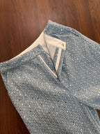 Fashion Sequins Denim Set Women Strapless Tunic Waist Crop Top and Wide Leg Pant Suit 2025 &2026 New 2 Piece Sets Outfits Tracksuit