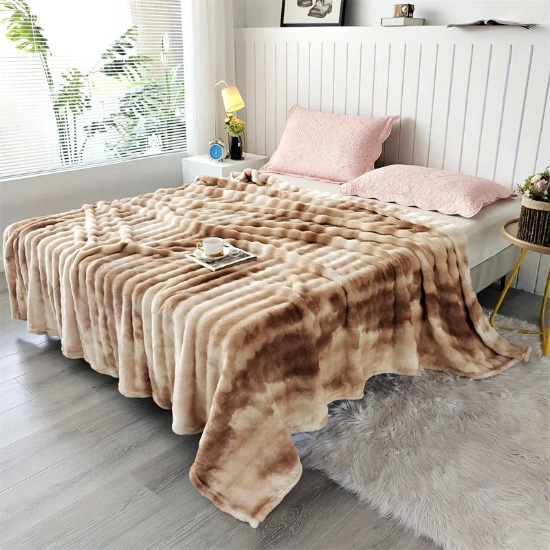 Luxurious Faux Rabbit Fur Bed Blanket - Soft, Thick, and Warm  Throw  All Seasons, Versatile for Sofa, Shawl, Travel, and Gifts