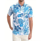 3D Printed Leaf Boat Polo Shirt For Men America Flag Pattern Tees Summer Street Loose Short Sleeve Tops Lapel T-Shirts