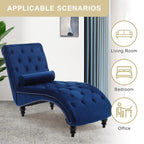 Velvet Chaise Lounge Indoor,Button-Tufted Upholstered Chaise Lounge Chair with Pillow for Bedroom Living Room, Customized