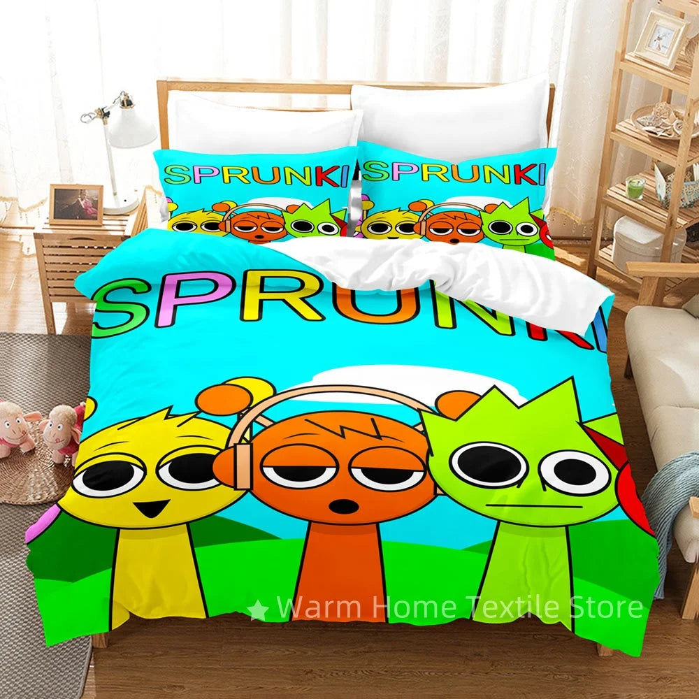 Sprunki Bedding Set Incredibox 3D Printed Music Game Duvet Cover Set Soft Single Twin Double Queen King Size Sprunki Gifts Kids