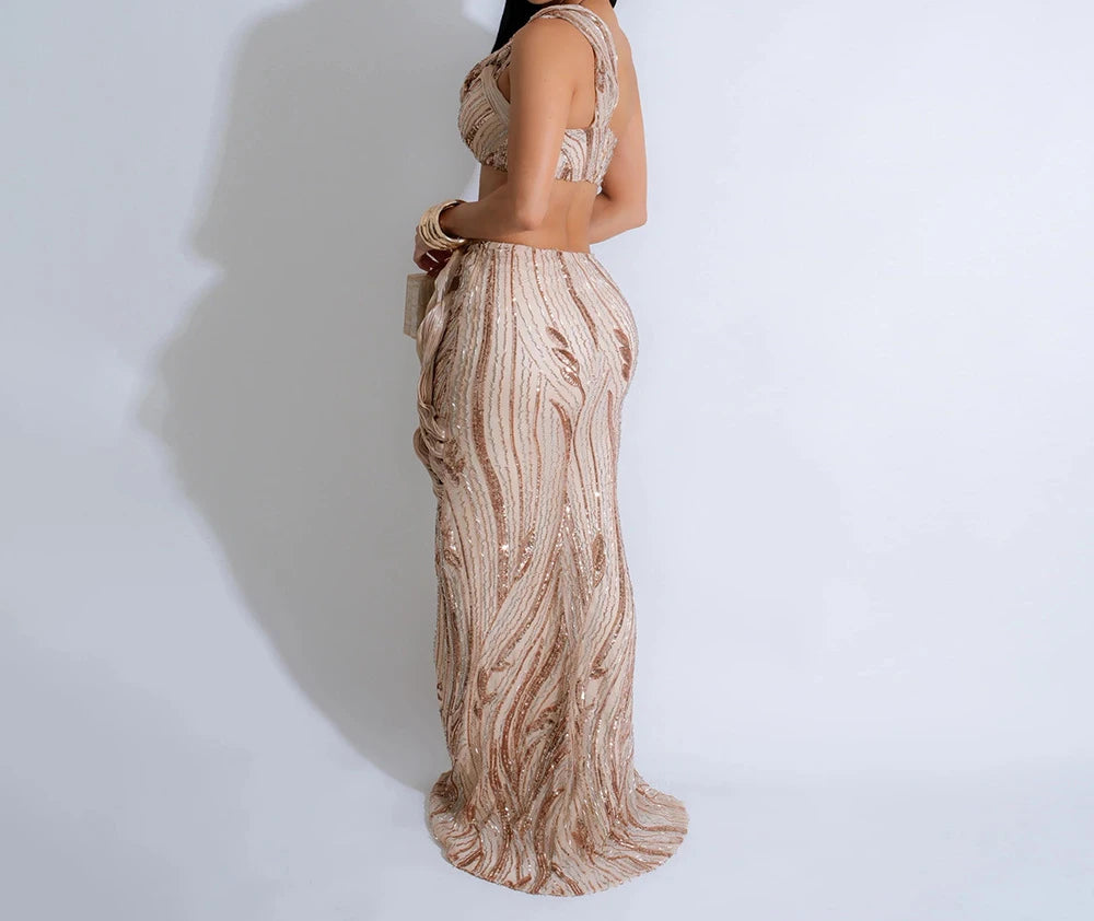 Sexy One-shoulder Long Summer Dress Sequin Birthday Holiday Elegant Party Evening Dresses Luxury Womens Prom Dresses XSY29