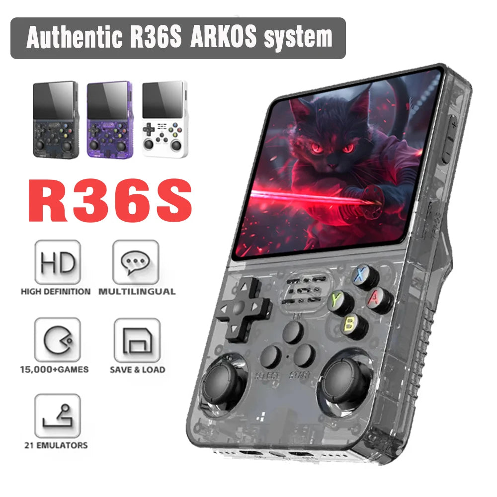 ARKOS R36S Retro Handheld Game Console Linux System 3.5-inch IPS Screen Video Player 64GB/128GB Portable Handheld Game Console Main image