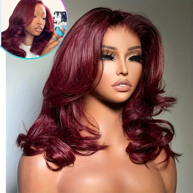 99j Burgundy Lace Front Wigs Human Hair Red Burgundy Wig 220% Density 13x6 Body Wave Lace Front Wigs Human Hair for Women Main image