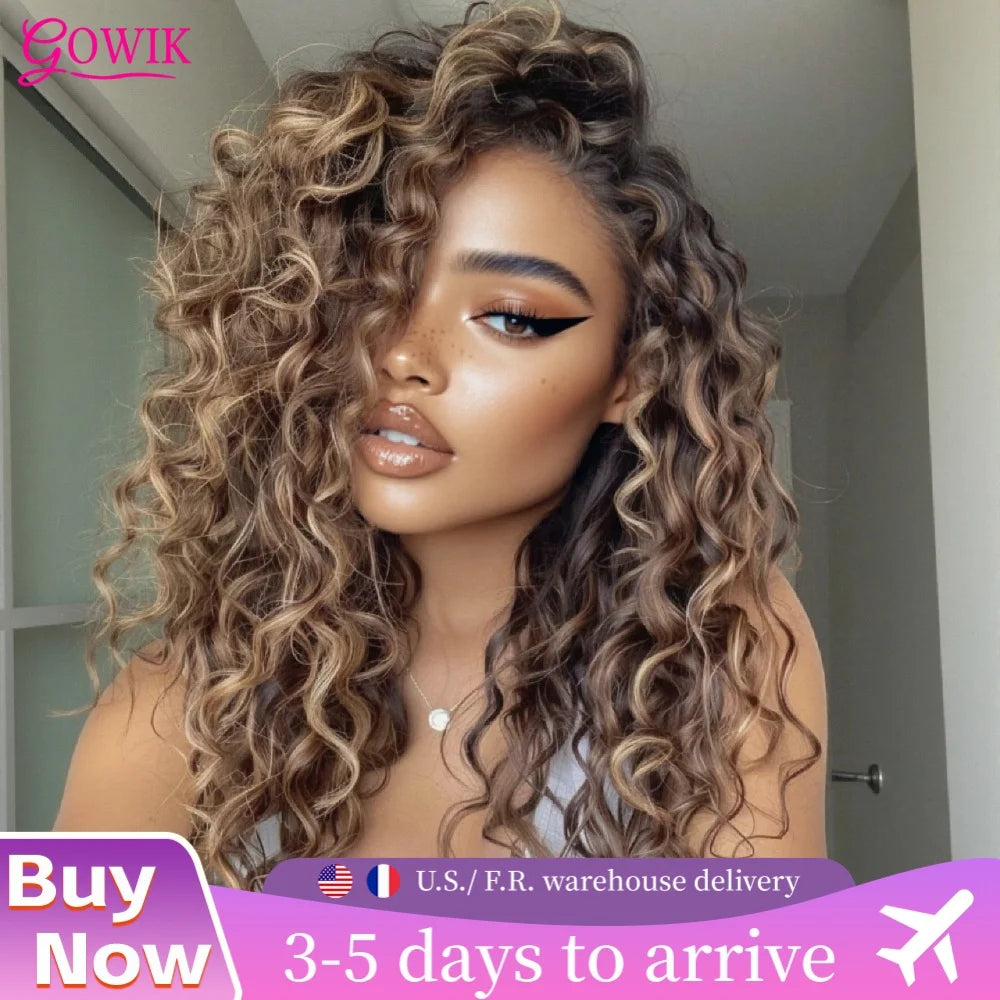 250% Density 427 Highlight Deep Wave Lace Front Wig Human Hair 13x6 13x4 HD Lace Frontal Wig Colored Ombre 100% Brazilian Wigs Main image