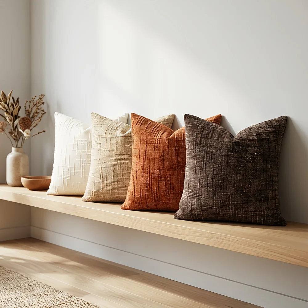 1Pcs Boho Soft Chenille Textured Home Decor Throw Pillow Covers 18x18in Farmhouse Cushion Covers for Spring Summer Fall Winter