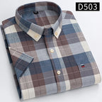 Plus size 7XL100%cotton oxford summer Casual Short sleeve shirts for men soft slim fit formal plain shirt white plaid clothes