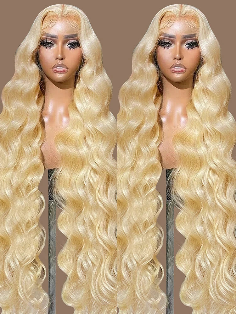 13x6 Body Wave HD Transparent 613 Lace Frontal Human Hair Wig Honey Blonde Color Brazilian Lace Front Wigs On Clearance Sale