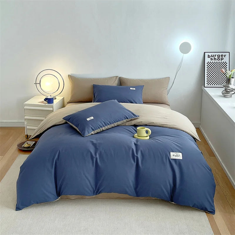 INS style high luxury solid color double-sided style single couple quilt cover soft luxury hotel & apartment & home bedding