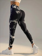 Tights Women Tie Dye Leggings High Waist Lifts Butt Tummy Control Push Up Seamless Yoga pants Ladies Workout Gym Clothing