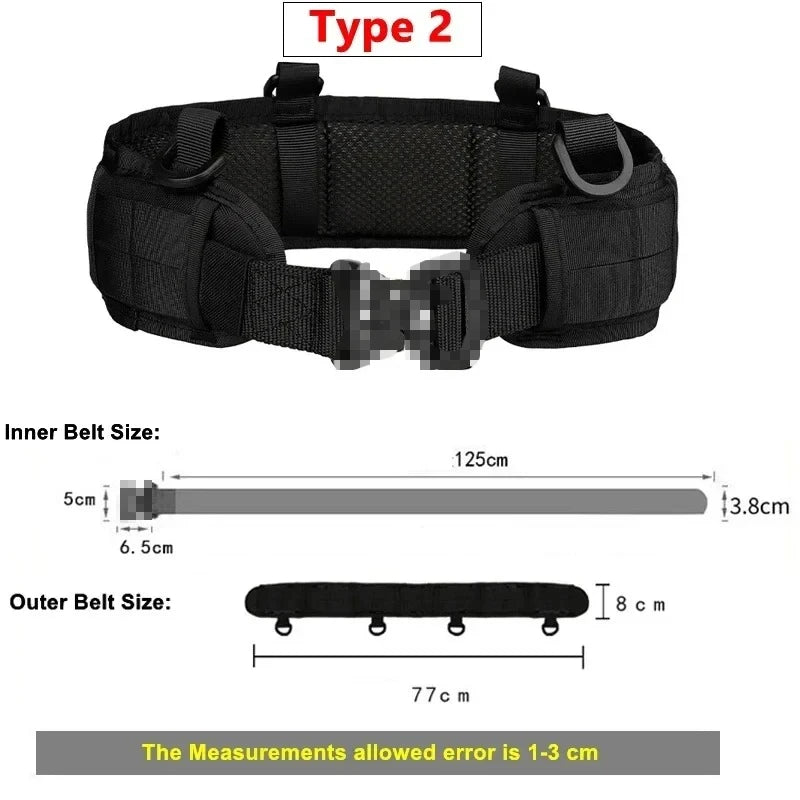 Tactical Padded Belt Airsoft CS Combat Molle Airsoft Girdle Duty Paintball Waist Belts War Game Hunting Accessories