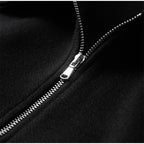 Woolen Zipper Loose Short Jacket Women Long Sleeve Lapel Solid 2025 Autumn Winter Commute Coat Street Office Warm Ladies Outwear