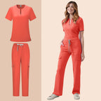 Medical Scrubs Uniform Women Nurse Scrub Set Pocket Top+Pants 2 Piece Suit Nursing Operating Room Clothes Beauty Salon Work Wear