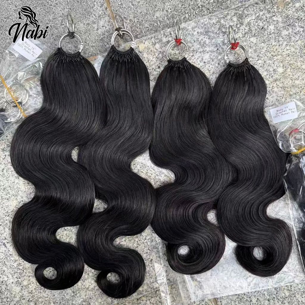 NABI Pre-Separated Crochet Human Hair Bundle Miracle Knots Braiding 14-18inch Water Wave Curly 100% Human Hair for Women