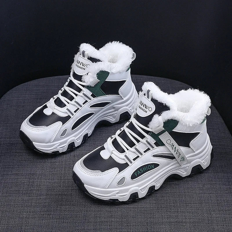Women's Casual Sneakers Non Slip Comfortable Sports Shoes Women Winter Outdoor Vulcanized Shoes Woman Fleece Walking Trainers