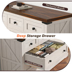 EnHomee 10 Drawer Large Antique Farmhouse wood Dresser and TV Stand with Smooth Metal Rail for Bedroom Storage