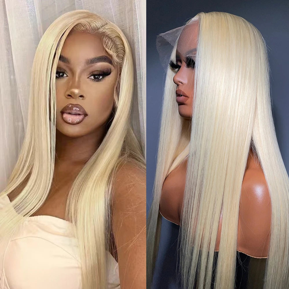 Blonde Long Straight Synthetic Wig Middle Part Women Daily 613 Blond Hair Lace Front Wigs Party Use Golden Blonde Straight Hair# Main image