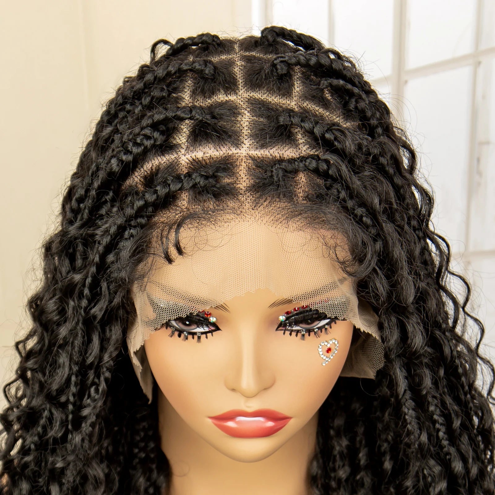 Full Lace Synthetic Box Braided Wigs Boho Braids Wig Black Women 40 Inches Synthetic Wig Afro Bohemian Braiding Hair