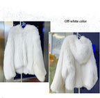 Fox Fur Coat Women's Winter Fashion Warm 100% Fox Fur Coat Hooded Long Sleeved Sweet Women's Luxury Designer Coat