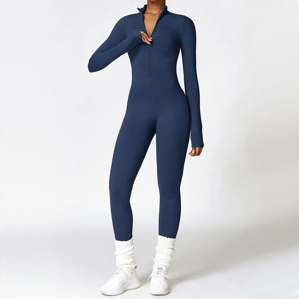 Zipper Yoga Rompers Long Sleeved One-piece Women's Sportswear Gym Jumpsuits Workout High-intensity Fitness Skin-tight Garment Secondary image