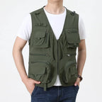 2026 New Men's Vest Tactical Webbed Gear Coat Summer Photographer Waistcoat Tool Many Pocket Mesh Work Sleeveless Jacket Male