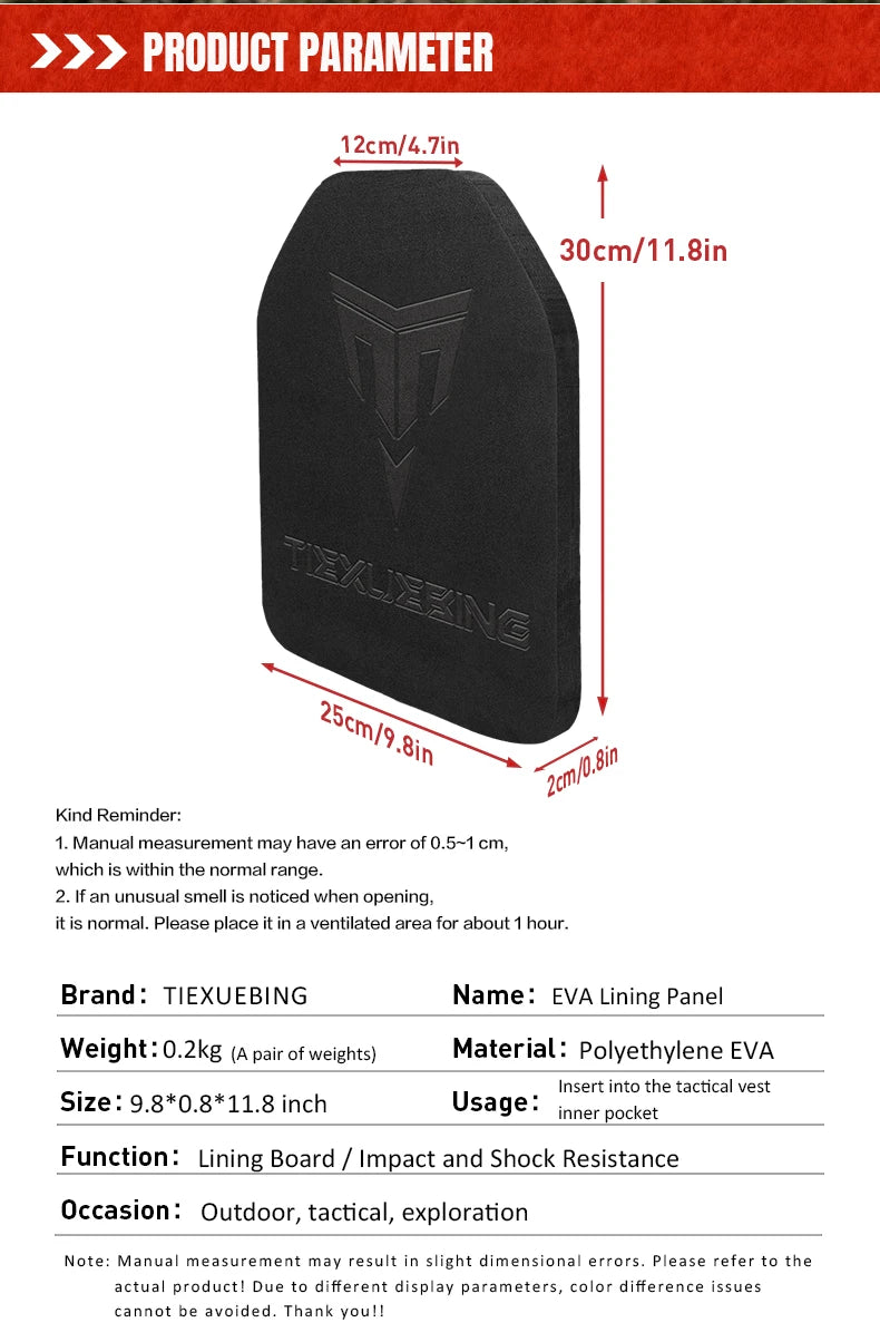 2pcs Tactical Plates EVA Foam SAPI Plates for Hunting Vest Inner Liner Foam Shock Plates for JPC Vest Hunting Vest Accessories