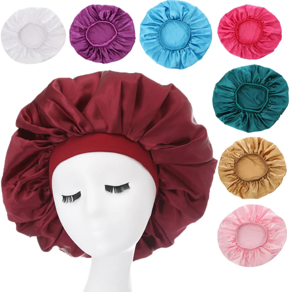 Large Bonnet Women Big Size Satin Bonnet Sleeping Night Women Cap Bonnet Hat Satin Cheveux Nuit Silk Bonnets for Women Secondary image