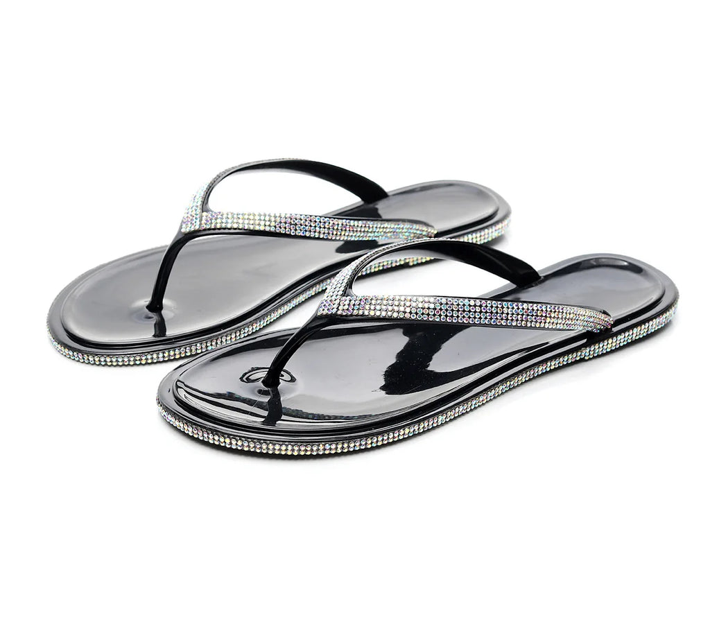 EOFK Summer Jelly Slippers Women Butterfly PVC Sweet Beach Pull On Flat Solid Ladies Versatile Fashion Anti slip Slippers