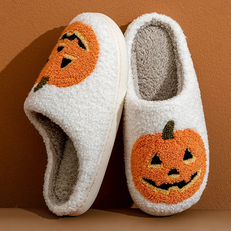 Classics Pumpkin Halloween Women's Slippers Winter Indoor Cartoon Comfort Home Bedroom Soft Causal Flat Plush Shoes for Gift Secondary image