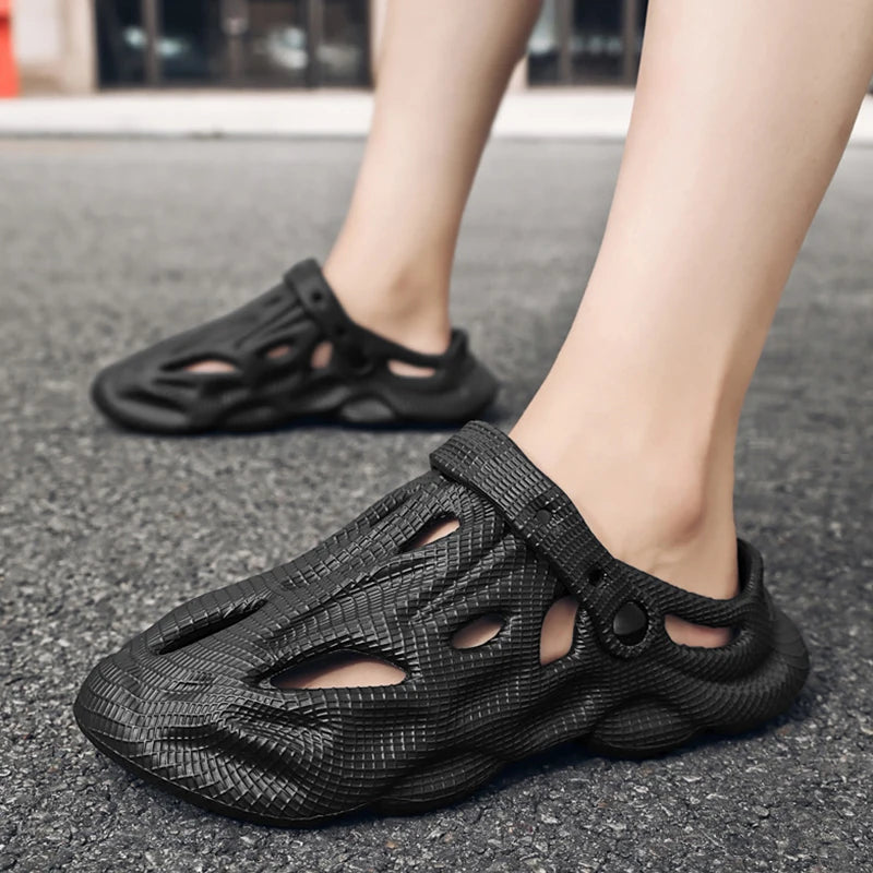 Litfun Summer Clogs Sandals For Men New Outdoor Soft Botton Beach Slippers Anti-slip EVA Garden Shoes Fashion Hollow Hole Shoes