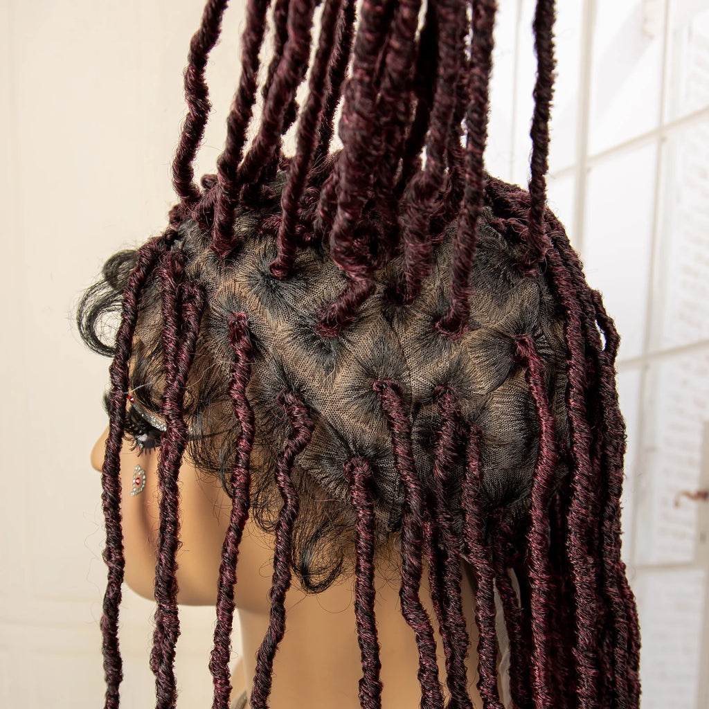 Synthetic Full Lace Locs Braided Wigs for Black Women 24 inches Knotless Box Dreadlock Braids Wig Lace Frontal Braiding Wig