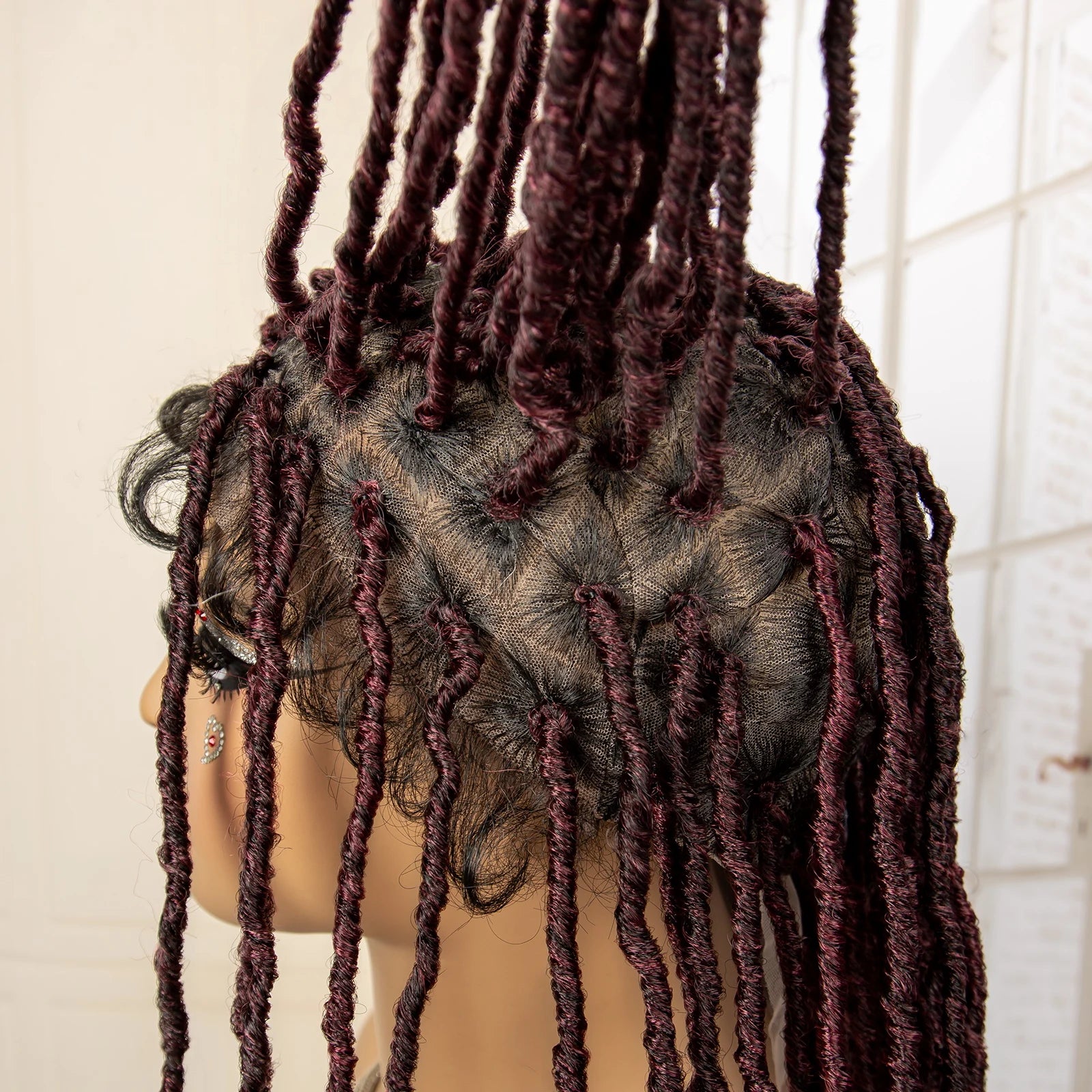 Synthetic Full Lace Locs Braided Wigs for Black Women 24 inches Knotless Box Dreadlock Braids Wig Lace Frontal Braiding Wig