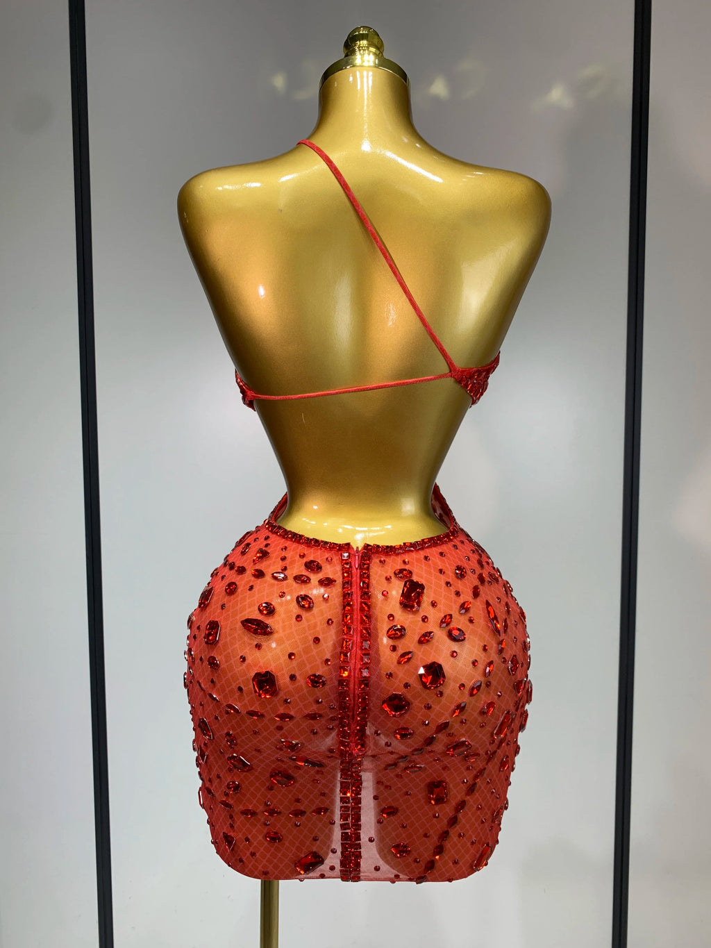 Sexy Sparkly Diamond Backless Short Dress 2026 Women Sleeveless Mesh See Through Evening Birthday Gown Singer Stage Outfit