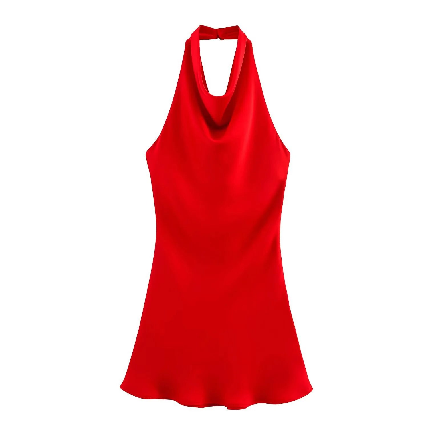 2026 Summer New Women's Clothing Simple Temperament Fashionable And Sexy Backless Silk Satin Texture Hanging Neck Dress