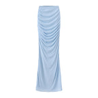 Mingmingxi Elegant Maxi Wedding Guest Dress Set Sexy Strapless Blue Cropped Top Set Bodycon Holiday Party Dresses Women