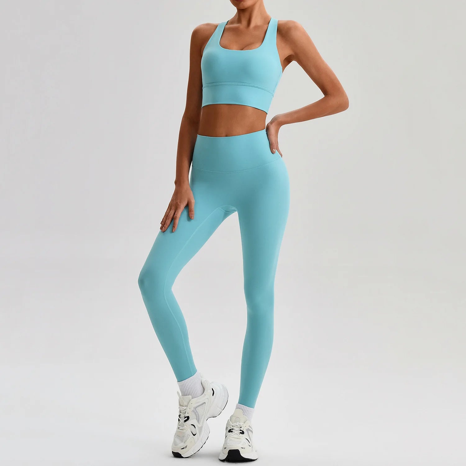 Women's Gym Workout Yoga Outfit Sets Naked feel fabric Beautiful Back Bra outdoor Running Fitness Butt-lifting Yoga Pants Suit