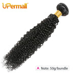 Upermall 50g 4/5/6 Human Hair Bundles With Closure Kim K 2x6 Kinky Curly HD Transparent Middle Part Lace Closure and Bundle Full