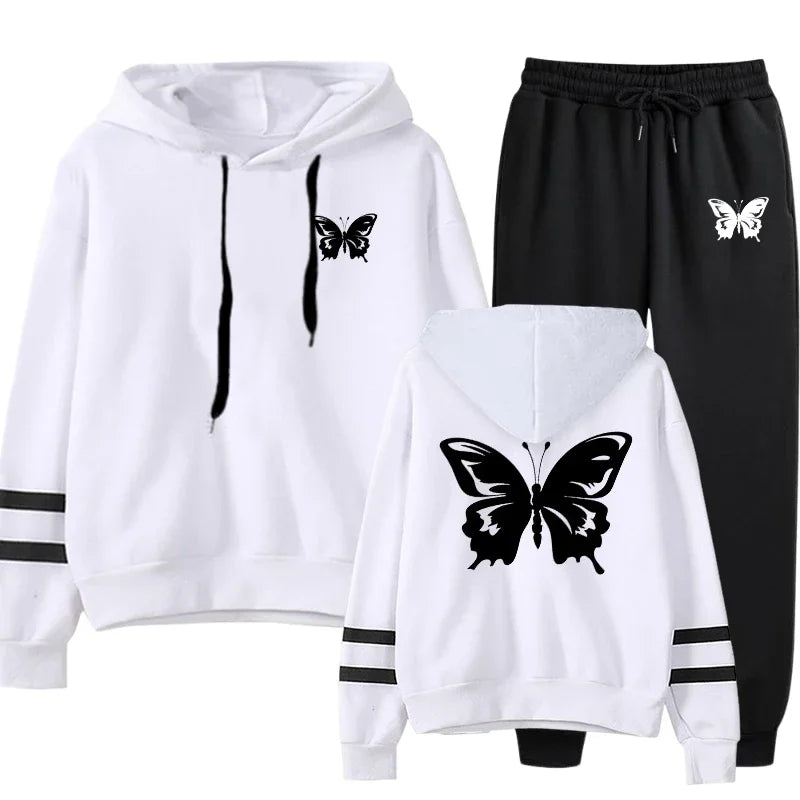 Women Tracksuit Casual Daily Hoodies Quality Single Piece Stripe Sweatshirt and Sweatpants Comfort Outdoor Jogging Autumn Winter