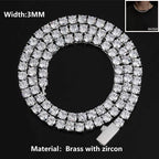 Hip Hop Jewelry Cubic Zirconia Iced Out Tennis Chain Iced Out 18k Gold Plated Bling Necklace For Women Free Custom Laser Logo