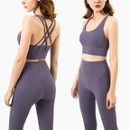 Women's 2 Piece Sports Set - High Waist Booty-Lifting Leggings with Back Pocket & Sports Bra Yoga/Gym/Running Workout Outfit
