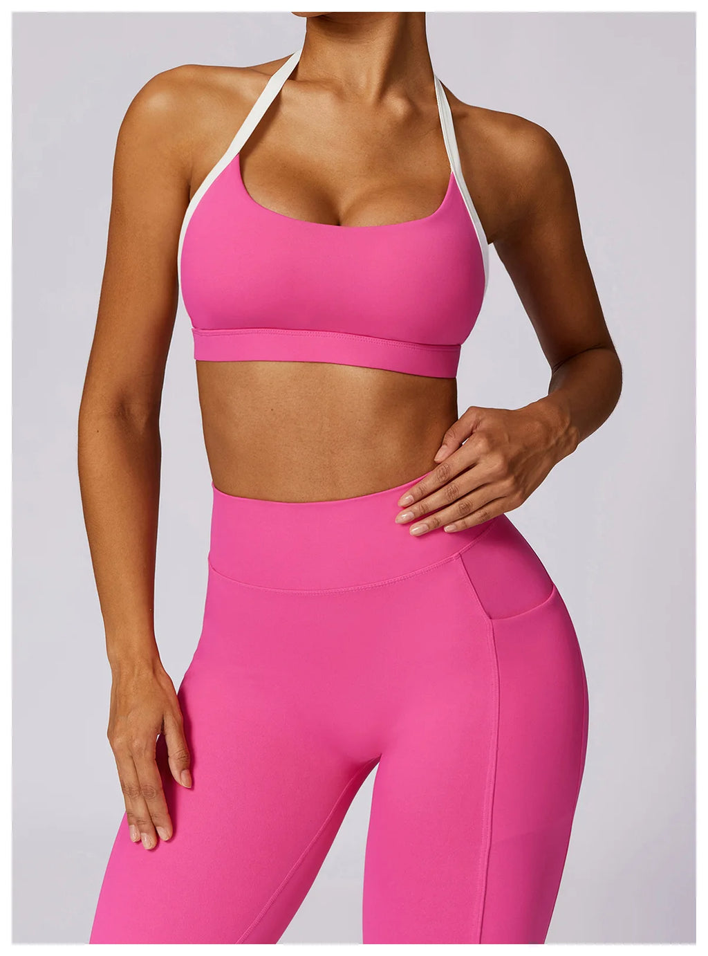 Gym Sport Bra Halter Sports Bra Anti-sweat Breathable Yoga Bra Shockproof Crop Top Fitness Top Push Up Workout Top Women