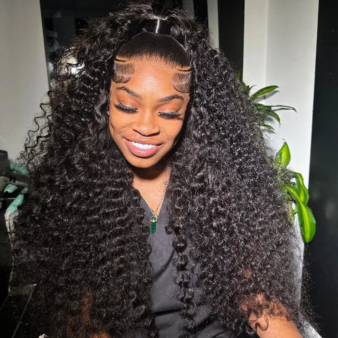 250 Density Water Wave 13X6 13X4 Hd Transparent Lace Deep Wave Frontal Wigs Pre Plucked Human Hair Curly Wigs For Black Women