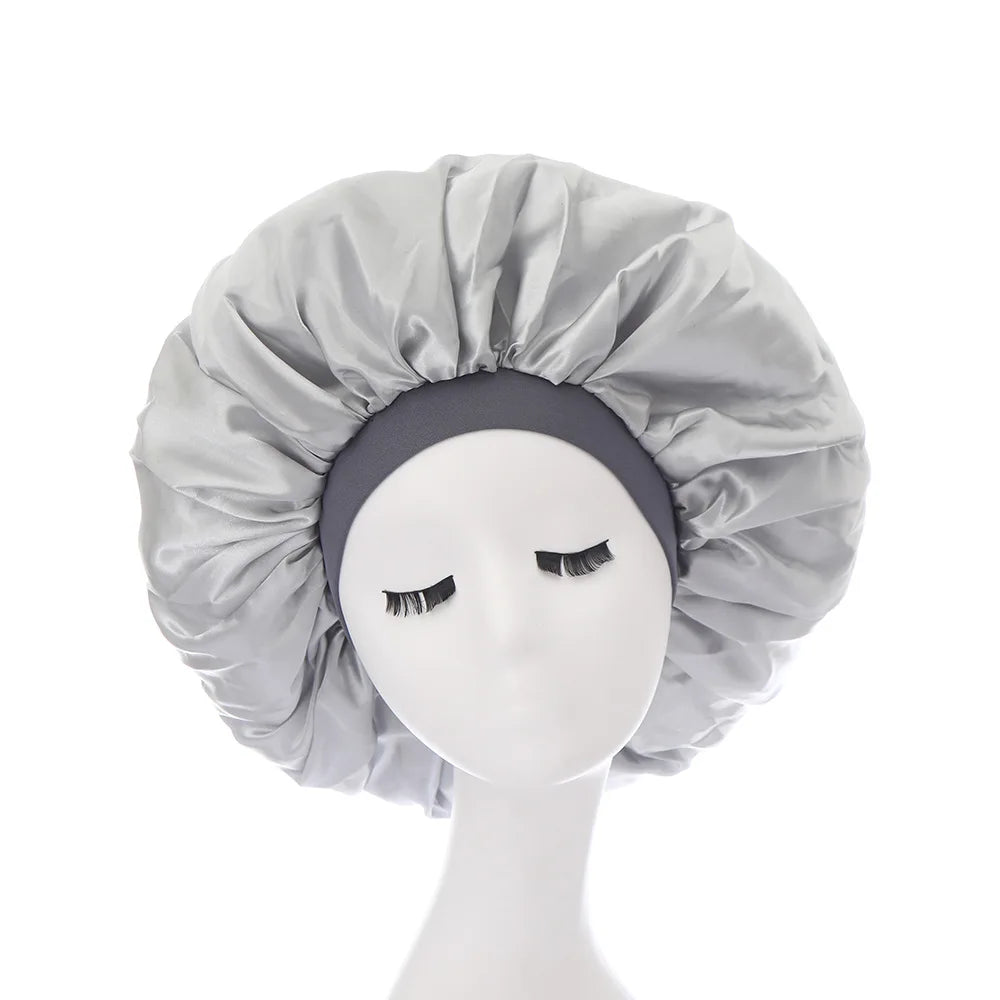 Large Bonnet Women Big Size Satin Bonnet Sleeping Night Women Cap Bonnet Hat Satin Cheveux Nuit Silk Bonnets for Women