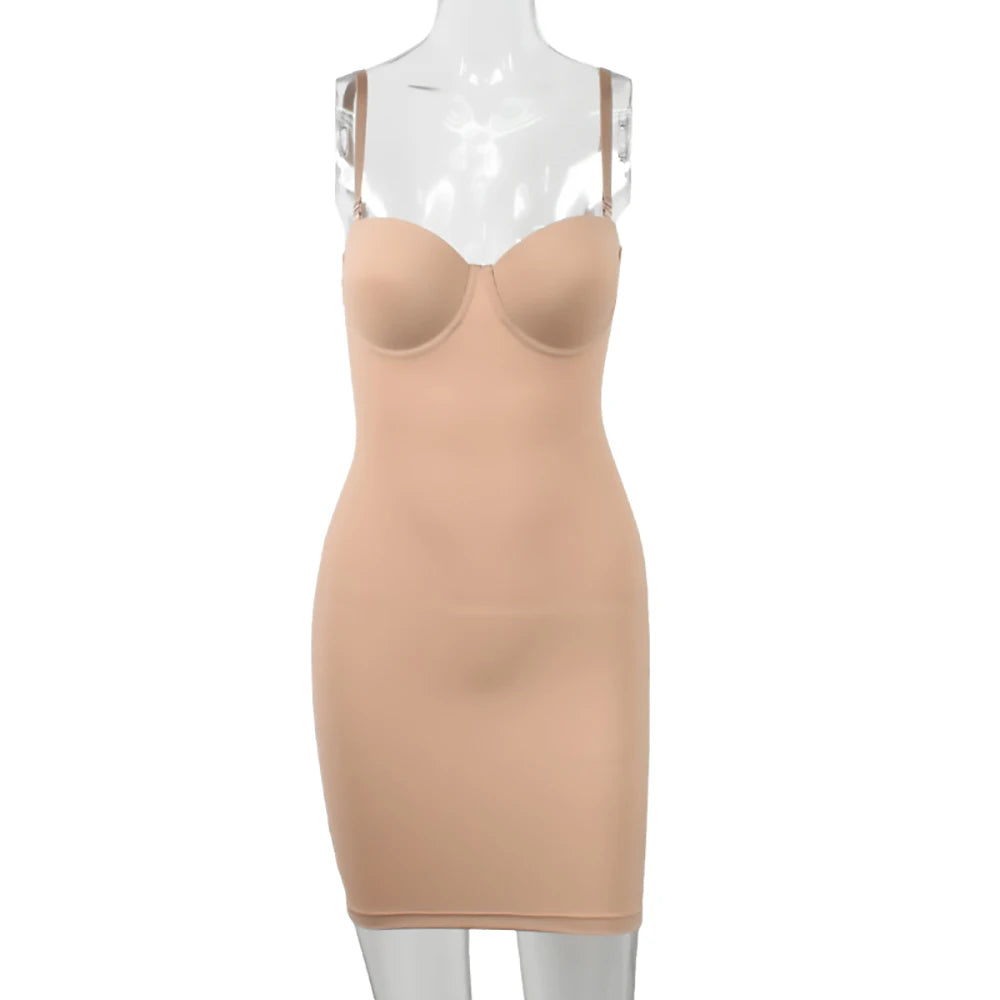 Becirzet Strap White Dress Underwear Women Mesh Control Slips Dresses Party Underwire Underskirt Tube Mini Short Underdress XXL